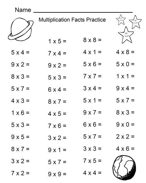 Printable Multiplication Table Worksheets