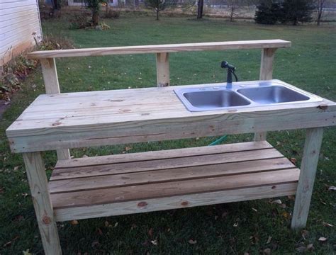 15 Potting Bench Plans with Sink | Outdoor potting bench, Potting bench with sink, Garden work bench