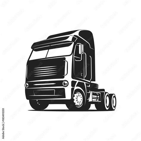 Truck black and white vector illustration Stock Vector | Adobe Stock