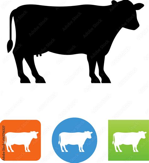 Vector Dairy Cow Silhouette Icon - Illustration Stock Vector | Adobe Stock