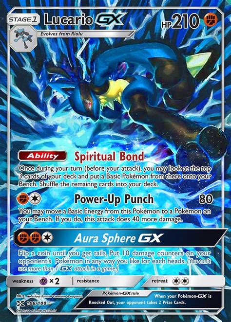 Lucario GX FULL ART Custom Pokemon Card | Pokemon cards, Cool pokemon cards, Pokemon