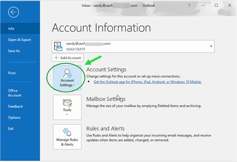 SaneBox | Windows Outlook 2016 to 2019: How do I find my server settings?