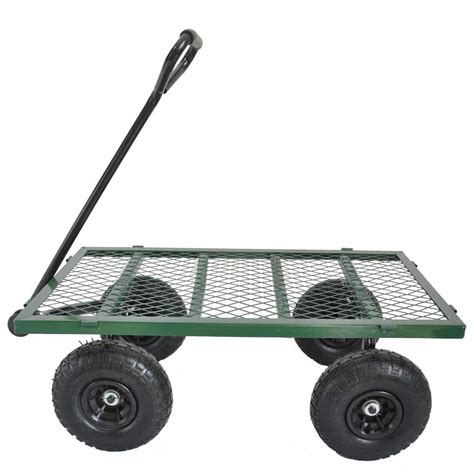 8.8 cu. ft. Metal Wagon Garden Cart in Grass Green LHR428ZYQ16 - The Home Depot