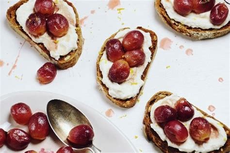 Roasted Crimson Seedless Grapes on Ricotta & Grilled Bread - Creative Gourmet