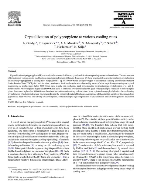 (PDF) Crystallization of polypropylene at various cooling rates