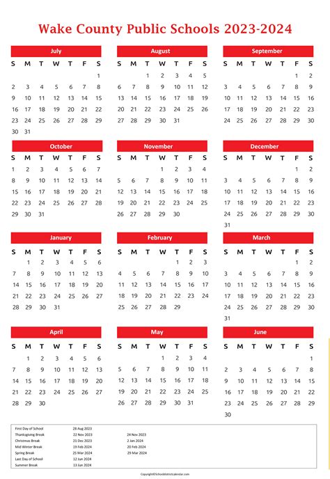 Wake County Public Schools Calendar Holidays 2023-2024