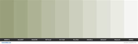 Tints of Sage color #989F7A hex | Cool color palette, Color palette ...