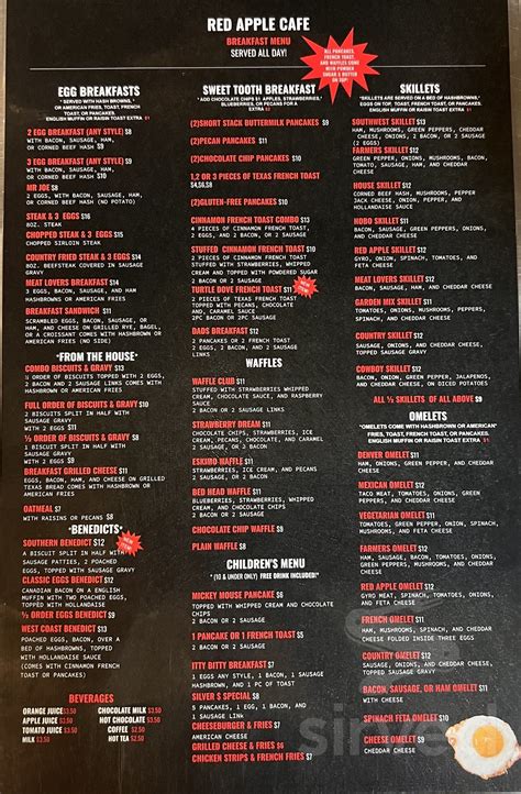 Red Apple Cafe menu in Hartford, Wisconsin, USA