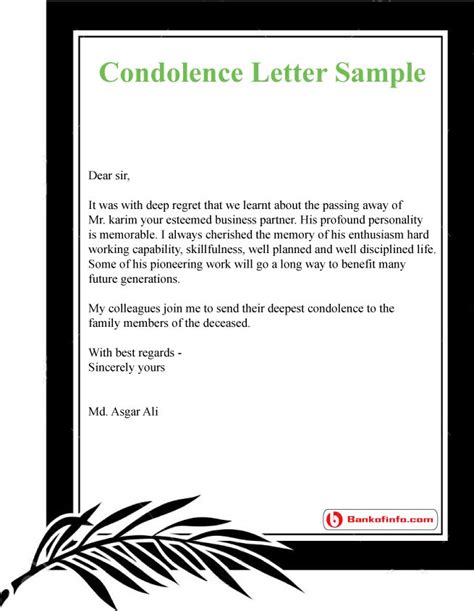 Condolence Letter Sample / Example / Format / Template | Condolence letter, Letter sample, How ...