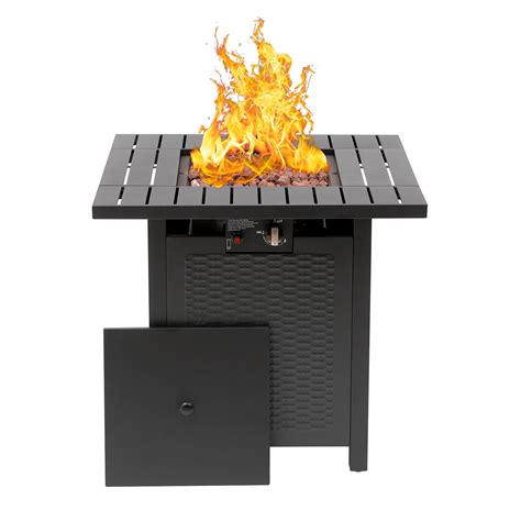 SUGIFT 28" 50000 BTU Propane Gas Fire Pit Table with Lava Rocks, Metal ...