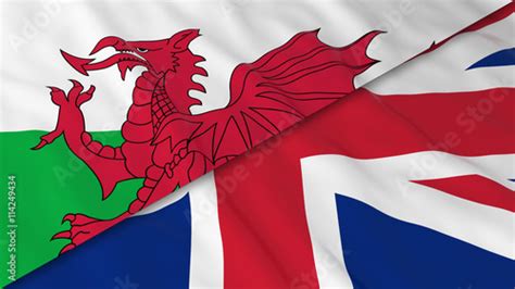 Flags of Wales and the United Kingdom - Split Welsh Flag and British ...