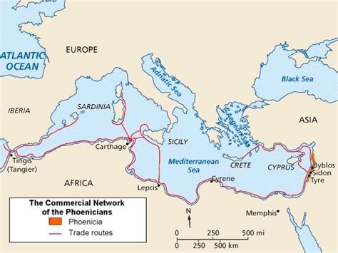 Map of Phoenicia and its Mediterranean trade routes | Kartaca, 11 ...