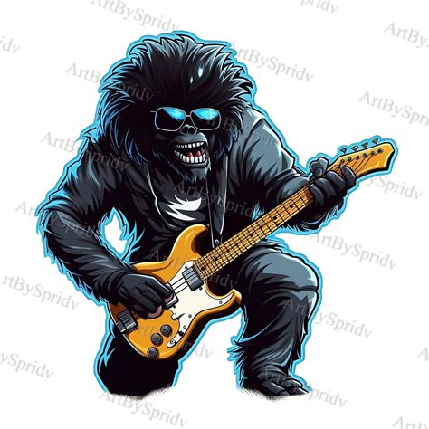 Gorilla Rocking Out Electric Guitar PNG Clipart, Transparent Kids/adult ...