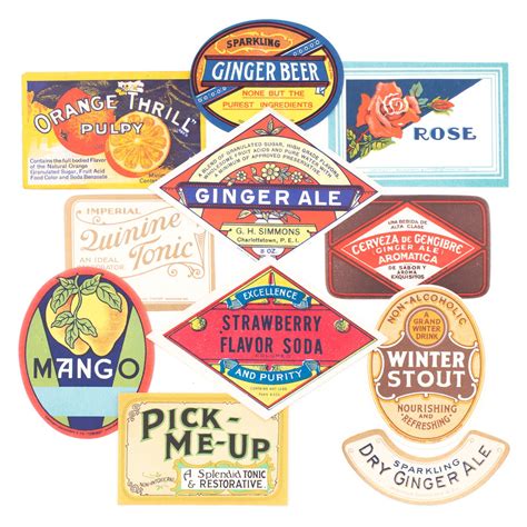 SaturdayAMVintage — Antique Beverage Labels - Set No. 3