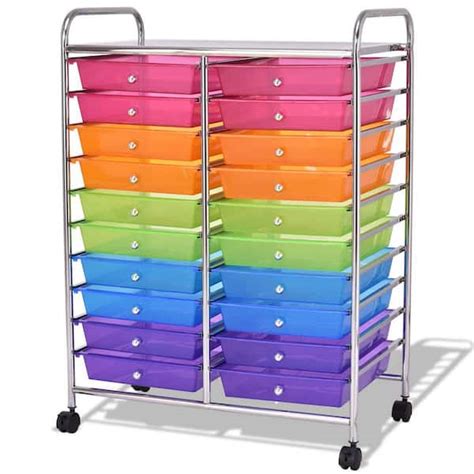 Boyel Living 20 Plastic Drawers Multi-Color Storage Rolling Cart Studio ...