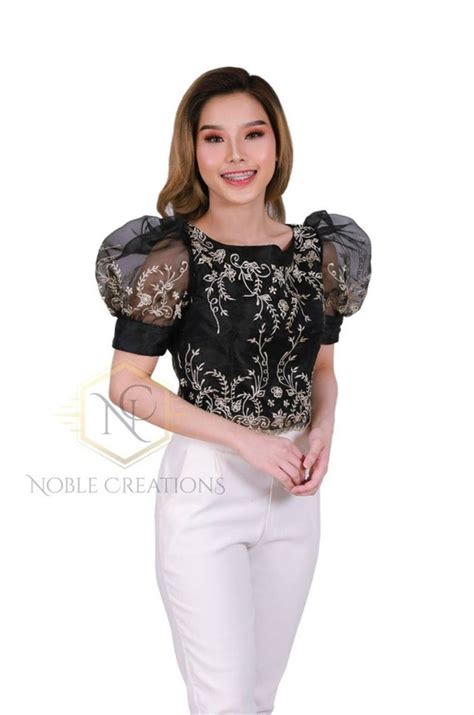 FILIPINIANA EMBROIDERED Cropped KIMONA With Puff Sleeves - Etsy