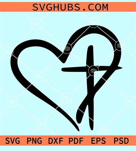 Svg Dxf Eps Cut File Heart Cross Svg Cross Svg Heart Svg Etsy Israel | Images and Photos finder