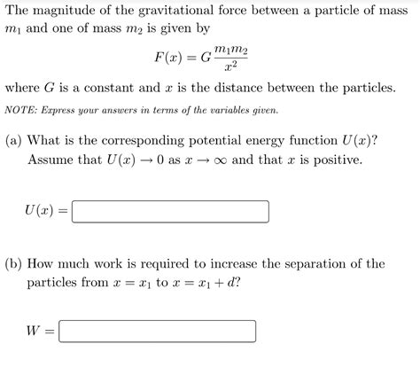 Solved The magnitude of the gravitational force between a | Chegg.com