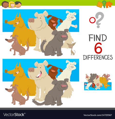 Spot differences with dogs Royalty Free Vector Image