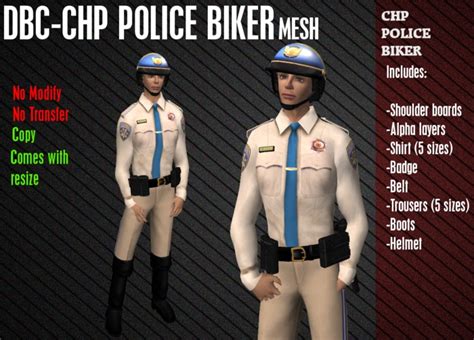 Second Life Marketplace - CHP Biker Uniform mesh Police California Highway Patrol motor officer ...