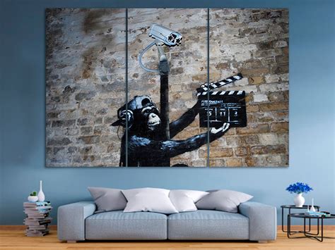 Banksy Monkey Banksy Canvas Print Banksy Wall Art Graffiti - Etsy