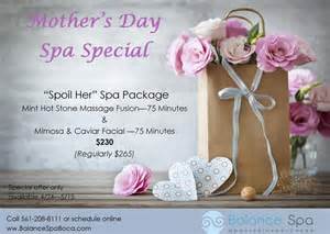 A special treat for Mom this weekend. The Mother's Day Spa Packages at Balance Spa. Reserve t ...