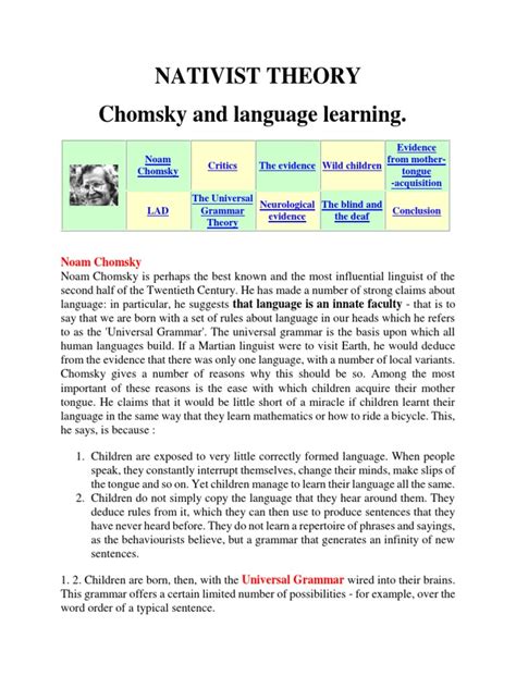 Nativist Theory | Language Acquisition | Second Language