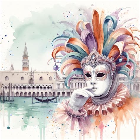 Premium AI Image | Venetian Carnival Mask Illustration