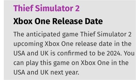 I found out release date (kinda) for thief simulator 2 on Xbox One : r/ThiefSimulator