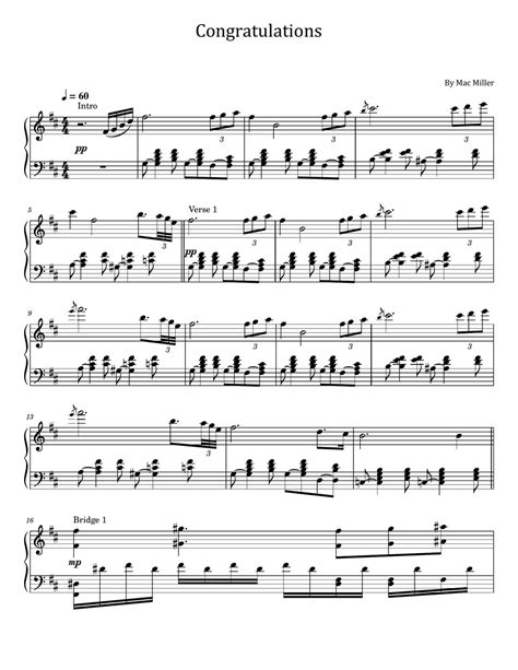 Mac Miller - Congratulations (For Piano Solo) Sheets by poon