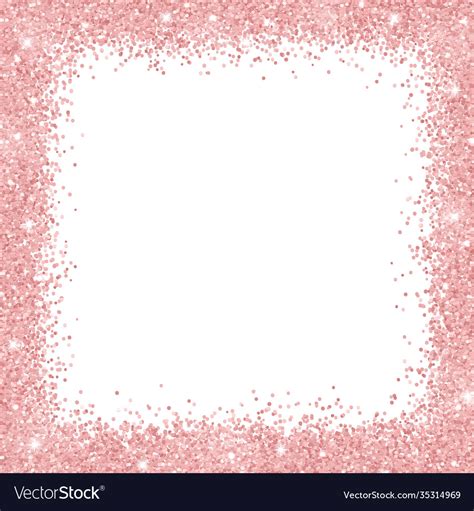 Border frame with rose gold glitter on white Vector Image