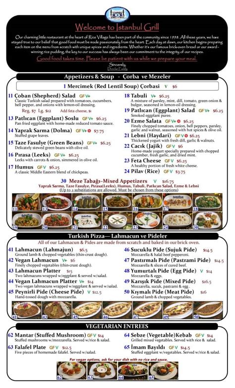 Menu - Istanbul Grill -Turkish Food in Houston