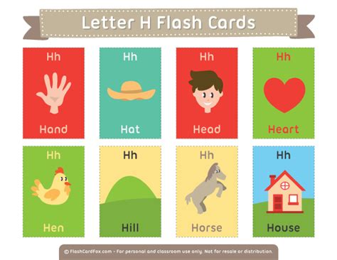 Printable Letter H Flash Cards