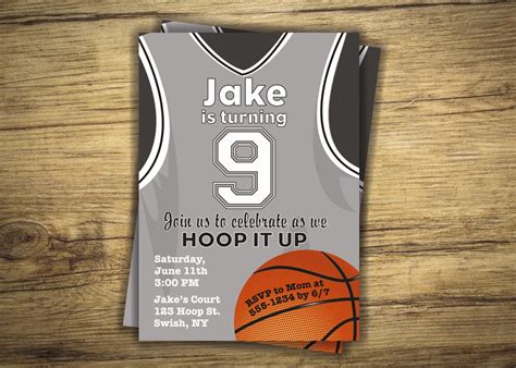 Basketball Birthday Party Invitation Basketball Jersey