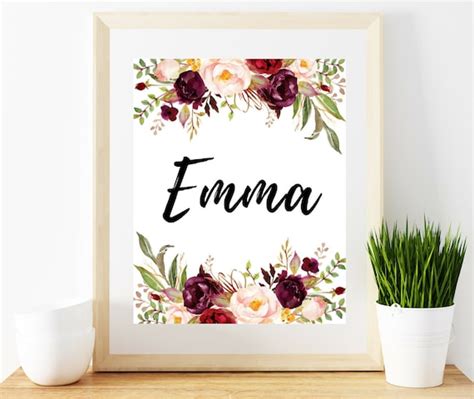 Emma Name Sign Emma Name Print Nursery Name Baby Girl Emma | Etsy