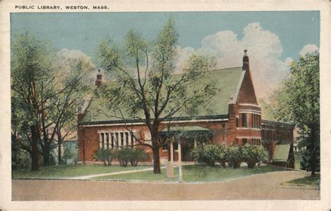 Public Library Weston, MA Postcard