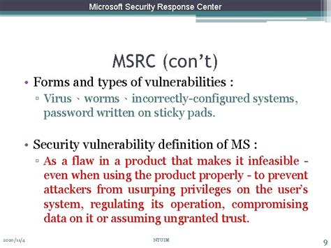 Microsoft Security Response Center Presented by Fan Chiang