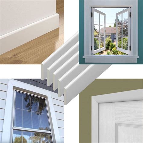 UPVC Plastic Trim 45mm x 1m x 5 Pack - White Architrave Skirting Board/Window Finishing Trim ...