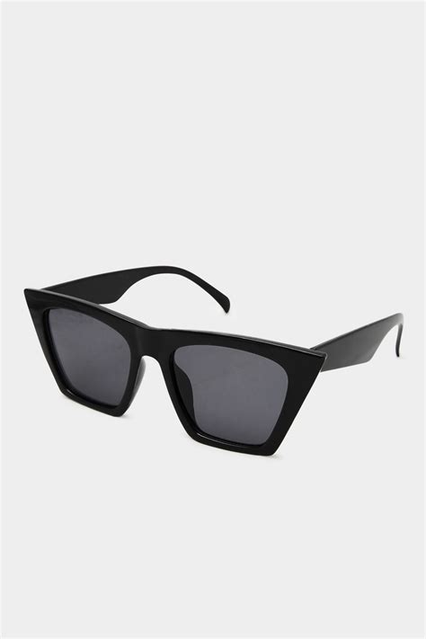 Black Cat Eye Frame Sunglasses | Yours Clothing