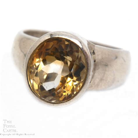 Citrine Oval Faceted Sterling Silver Ring; size 6 - The Fossil Cartel