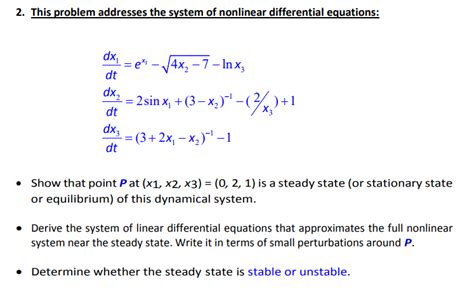 Solved 2. This problem addresses the system of nonlinear | Chegg.com