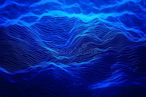 Abstract Blue Neon Light Waves Background Stock Illustration - Illustration of black, cool ...