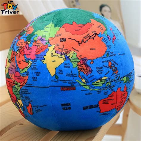 Plush World Map Globe Ball Teach Geography Toys for Kids Baby Children Educational Toys Gift ...