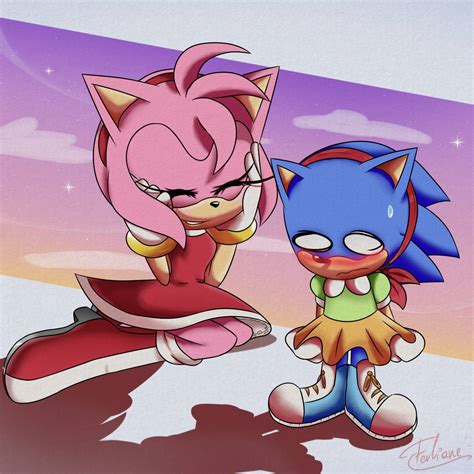 Amy and classic Sonic by Ferliane on DeviantArt