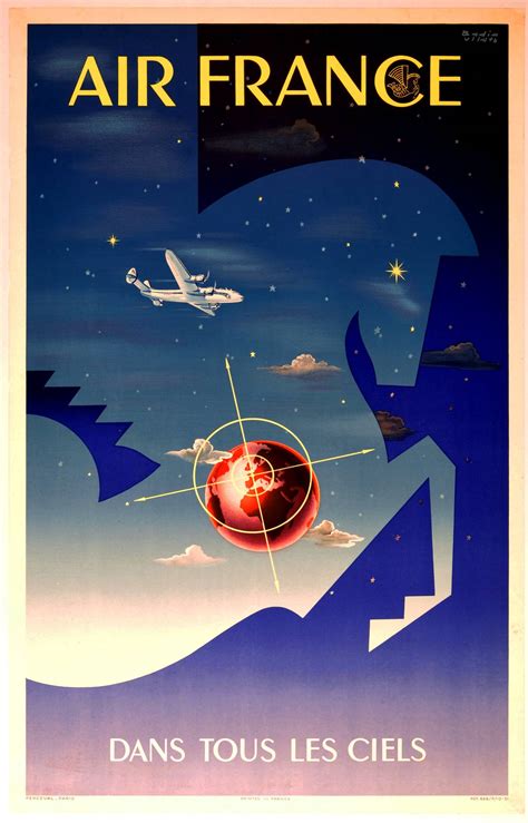 Vilato Badia - Original vintage Art Deco style advertising poster for Air France at 1stdibs