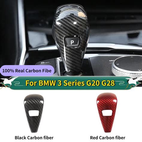 For BMW G20 G28 3 Series 19 20 4 Series 20 100% Real Carbon Fibe Black/Red Carbon Car Gear Shift ...