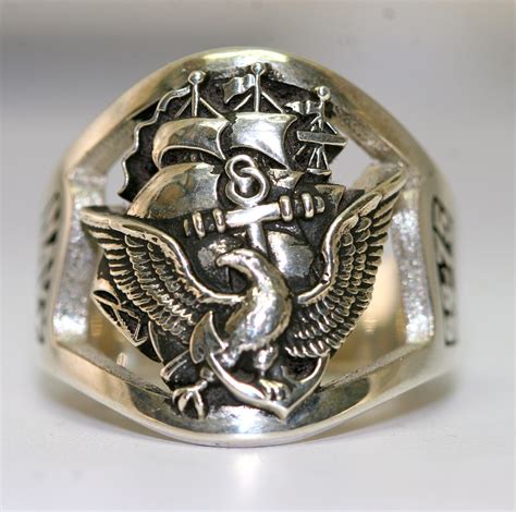 Amazing Custom Sterling Silver Navy Ring made by US Veterans. | Navy rings, Usmc ring, Rings