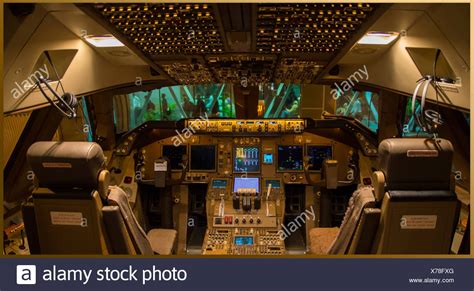 Cockpit Of New Boeing 747 8i At Bangalore High Resolution Stock ...