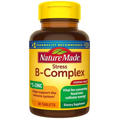 Nature Made Stress B-Complex with Vitamin C and Zinc Tablets, 80 Count ...