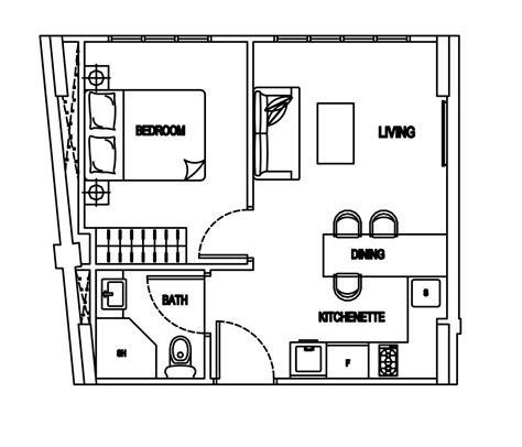 Bachelor Type Flat Floor Plan - floorplans.click